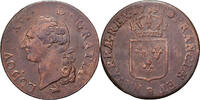 France Sol 1791 Rouen Louis XVI, Rouen, Copper, Gadoury:350 EF(40-45)
