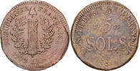 France 5 Sols 1793 / An 2 Mayence Mayence, Siege Coinage, Copper VF(30-35)