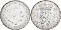 Netherlands 2-1/2 Gulden 1964 Not Applicable Silver, KM:185 AU(50-53)