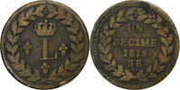 France Décime. Louis XVIII, Strasbourg, Bronze -