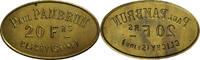 France 20 Francs Épicerie Paul Pambrun, Clichy, Brass -
