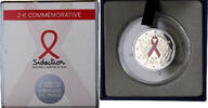 France 2 Euro World AIDS Day, Proof, Colorized, MDP, Bi-Metallic -