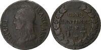 France 5 Centimes Dupré, Lille, Copper, Gadoury:126a, KM:640 -