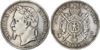 France 5 Francs Napoleon III, Strasbourg, Silver -