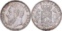 Belgium 5 Francs Leopold II, Brussels, Small head, Silver -
