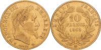 France 10 Francs 1863 BB Napoleon III, Napoléon III, Strasbourg, Gold VF(20-25)