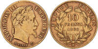 France 10 Francs 1866 BB Napoleon III, Napoléon III, Strasbourg, Gold VF(30-35)