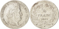 France 1/4 Franc Coin, Louis-Philippe, Paris, Silver -