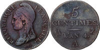 France 5 Centimes An 4 (1796) Paris Directoire, Paris, Copper S 233.68 元  ＋  38.62 元 运费