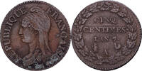 France 5 Centimes AN 7/5 Paris Directoire, Dupr&eacute;, Paris, Copper S+ 63.43 US$  +  28.86 US$ shipping