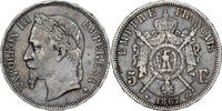France 5 Francs 1867 A Napoleon III, Paris, Silver, Gadoury:739 EF(40-45)