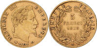 France 5 Francs Napoleon III, Paris, Gold, Gadoury:1002 -