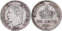 France 20 Centimes Napoleon III, Paris, Silver, Gadoury:309 -