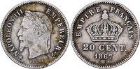 France 20 Centimes Napoleon III, Strasbourg, Silver, KM:808.2 -