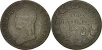France 5 Centimes Coin, Dupré, Orléans, Bronze, KM:640.9 -
