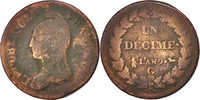 France Decime Coin, Dupré, Geneva, Bronze, KM:644.6 -