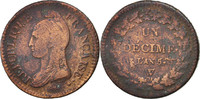 France Decime Coin, Dupré, Lille, Bronze, KM:644.11 -