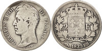 France 2 Francs Coin, Charles X, Strasbourg, Silver, KM:725.3 -