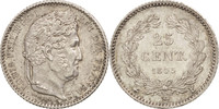 France 25 Centimes Coin, Louis-Philippe, Rouen, Silver -
