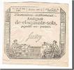 France 50 Sols Banknote, Saussay, 1793-05-23, KM:A70b -