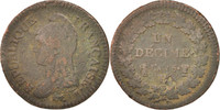 France Decime Coin, Dupré, Rouen, Bronze, KM:644.3 -