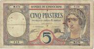FRENCH INDO-CHINA 5 Piastres Banknote, KM:49b -