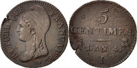 France 5 Centimes Coin, Dupré, Limoges, Bronze, KM:635.2 -