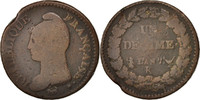 France Decime Coin, Dupré, Bordeaux, Bronze, KM:644.8 -