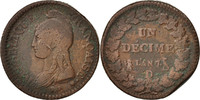 France Decime Coin, Dupré, Lyon, Bronze, KM:644.5 -