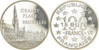 France 100 Francs-15 Euro Coin, Grand'Place Bruxelles, Paris -