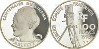 France 100 Francs Coin, Arletty, Paris, Silver, KM:1945 -