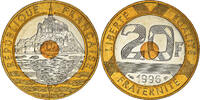 France 20 Francs Coin, Mont Saint Michel, Paris, Tri-Metallic -