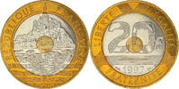 France 20 Francs 1997 Paris Coin, Mont Saint Michel, Paris MS(65-70)