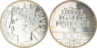 France 100 Francs Coin, Fraternité, Paris, Silver, KM:966 -