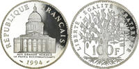 France 100 Francs Coin, Panthéon, Paris, Proof, Silver -