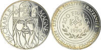 France 100 Francs Coin, Charlemagne, Paris, FDC, Silver -