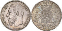 Belgium 5 Francs, 5 Frank Coin, Leopold II, Silver, KM:24 -
