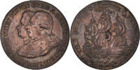 Great Britain Halfpenny Token Coin, Middlesex, Charlotte and George III, National Series -