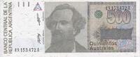 Argentina 500 Australes Banknote, KM:328a -