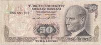 Turkey 50 Lira Old Date 1970-10-14, KM:188 -