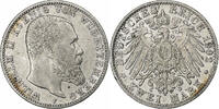German States 2 Mark WURTTEMBERG, Wilhelm II, Freudenstadt, Silver -