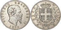 Italy 5 Lire Vittorio Emanuele II, Milan, Silver, KM:8.3 -