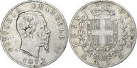 Italy 5 Lire Vittorio Emanuele II, Milan, Silver, KM:8.3 -