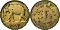 Belgian Congo 5 Francs Régence Prince Charles, Brass, KM:29 -