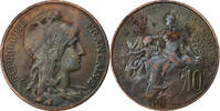 France 10 Centimes Dupuis, Paris, Bronze, Gadoury:277, KM:843 -