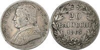 Italian States 20 Baiocchi ITALIAN STATES, PAPAL STATES, Pius IX, Rome, Silver -