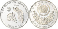 South Korea 5000 Won XXIV OLYMPIAD SEOUL 1988, Seoul, Silver -