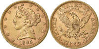 United States $5, Half Eagle Coronet Head, U.S. Mint, Gold -
