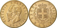 Italy 20 Lire Vittorio Emanuele II, Torino, Gold, KM:10.1 -