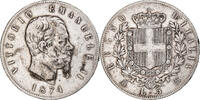 Italy 5 Lire Vittorio Emanuele II, Milan, Silver, KM:8.3 -